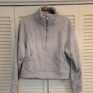 Women's Gray Half-Zip Cropped Pullover